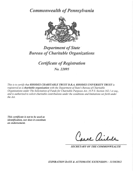 Certificate of Registration
